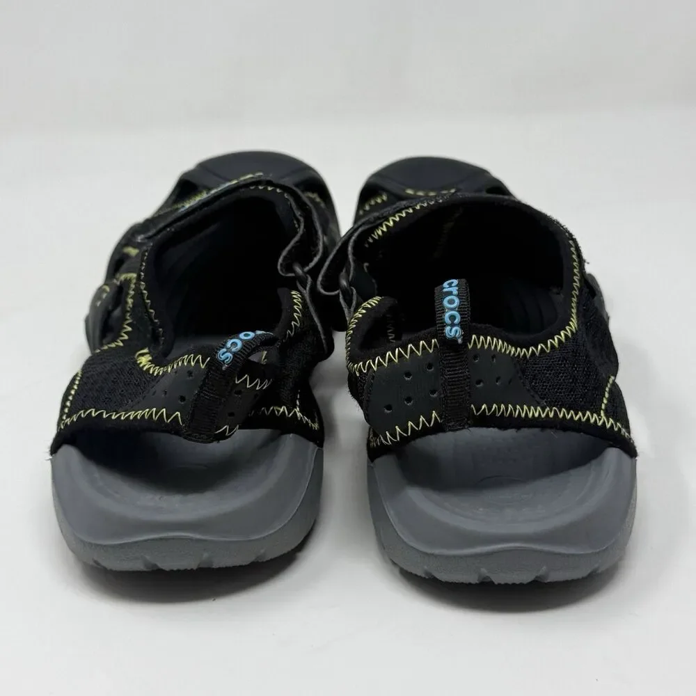Crocs Swiftwater Mesh Deck Sandals Shoes Mens 8 Black Fisherman Water Comfort